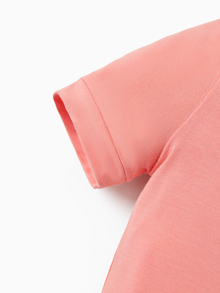 Grenouillère en bambou pour bébé garçon/fille, fermeture éclair à double sens, antidérapante, motif alimentaire enfantin, vêtements de nuit en bambou (bien ajustés)
 Rose