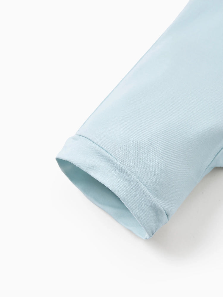 Grenouillère en bambou pour bébé garçon/fille, fermeture éclair à double sens, antidérapante, motif alimentaire enfantin, vêtements de nuit en bambou (bien ajustés)
 Turquoise