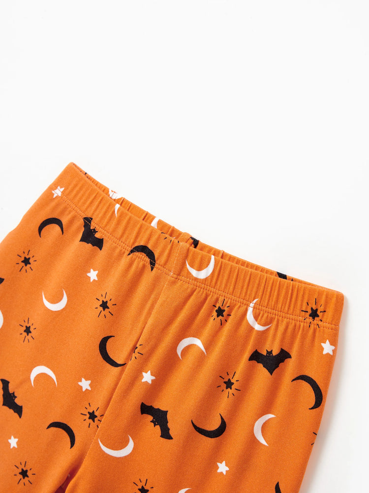 Pyjama de Noël/Halloween 2 pièces avec imprimé enfantin pour tout-petits/enfants (ajusté) Orange