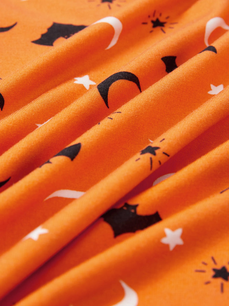 Pyjama de Noël/Halloween 2 pièces avec imprimé enfantin pour tout-petits/enfants (ajusté) Orange