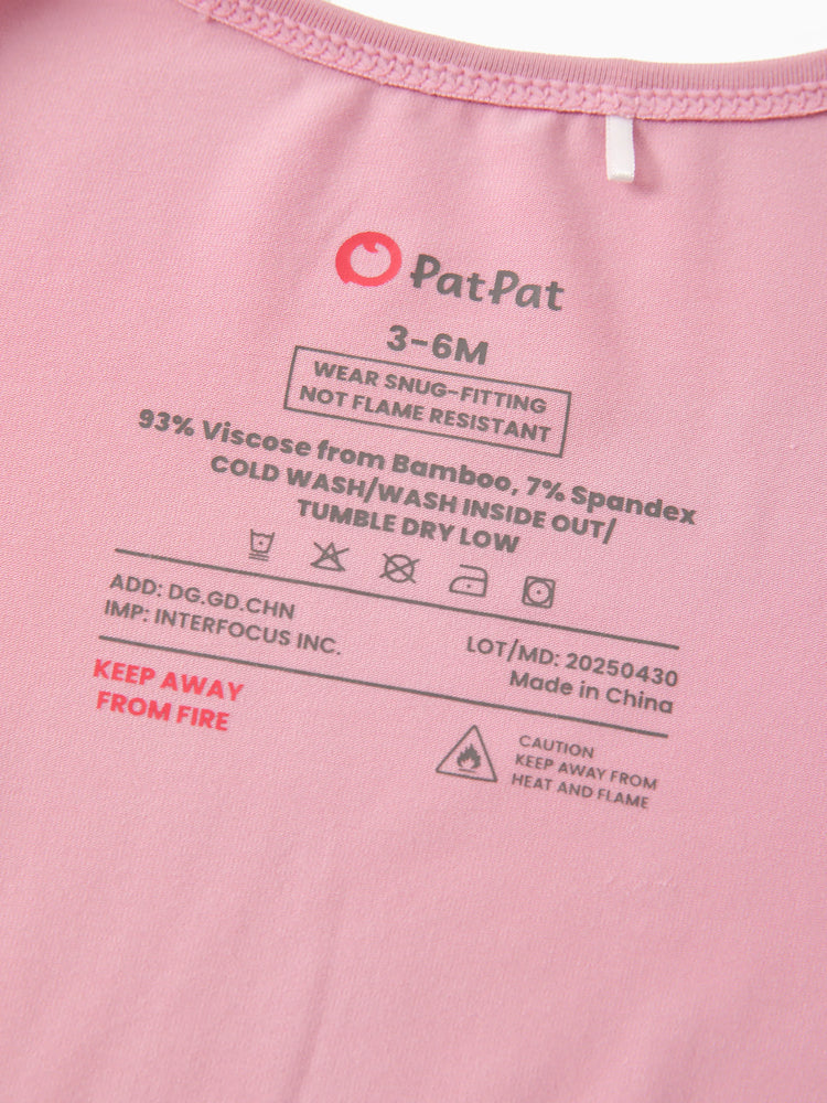 Kids Baby / Girl Bamboo Pajamas With Childlike Print (Snug-Fitting) Pink