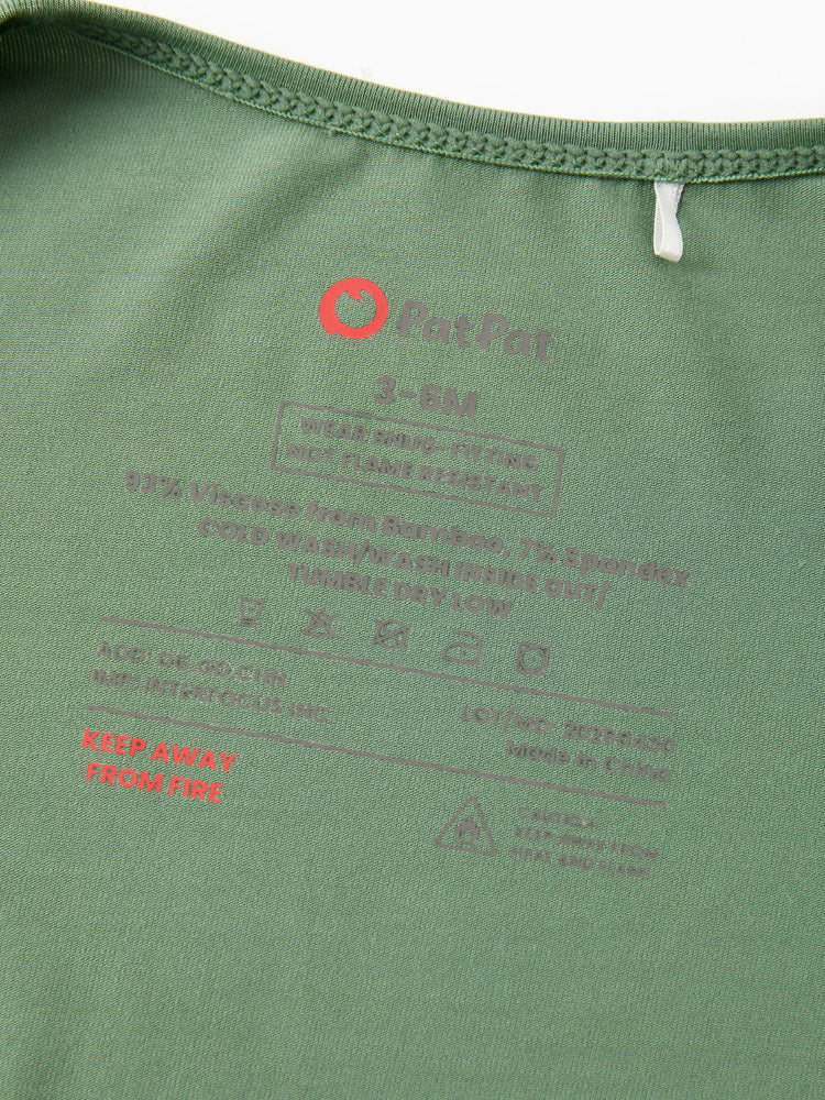 Pyjama en bambou pour bébé/fille, imprimé enfantin (ajusté), vert foncé