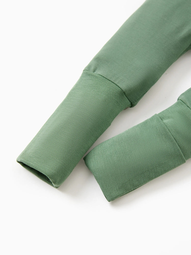 Pyjama en bambou pour bébé/fille, imprimé enfantin (ajusté), vert foncé