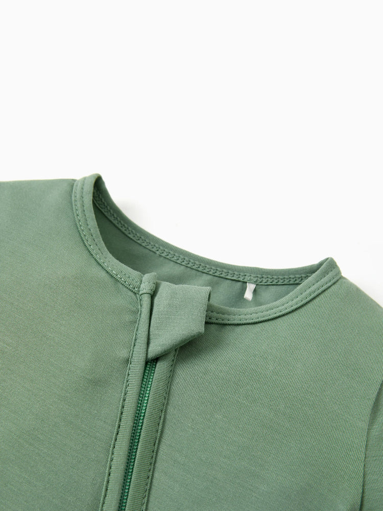 Pyjama en bambou pour bébé/fille, imprimé enfantin (ajusté), vert foncé