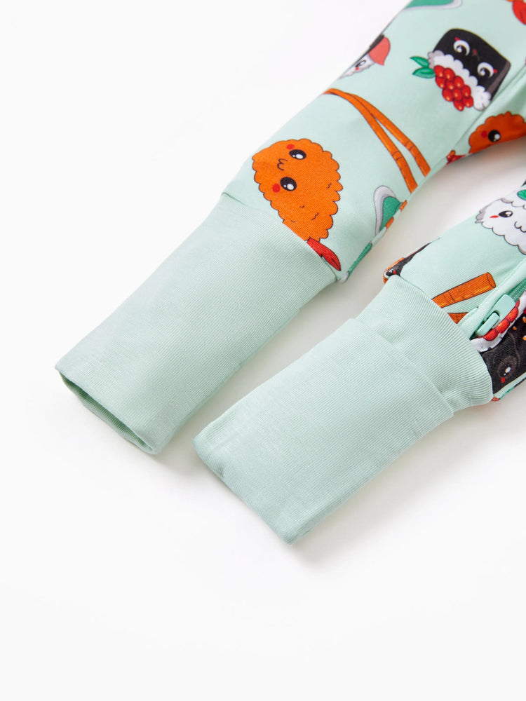 Pyjama en bambou pour bébé/fille avec imprimé enfantin (ajusté) vert clair