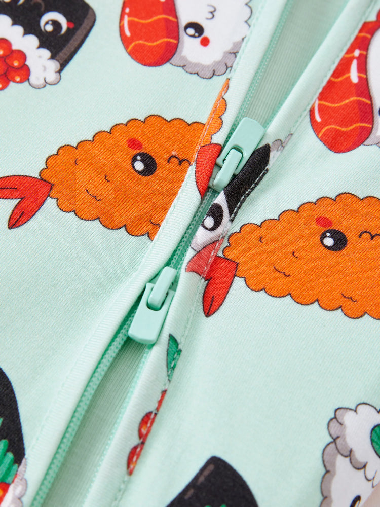 Pyjama en bambou pour bébé/fille avec imprimé enfantin (ajusté) vert clair