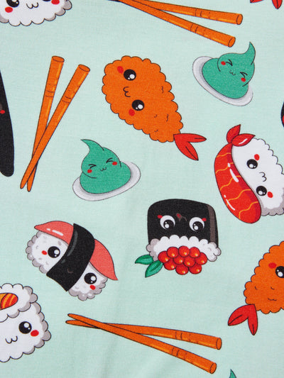 Pijama de bambú para bebé/niña con estampado infantil (ajustado) verde claro