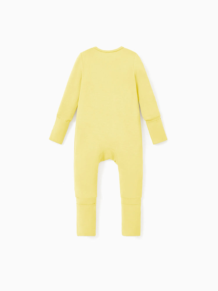 Pyjama en bambou pour bébé/fille avec imprimé enfantin (ajusté) jaune