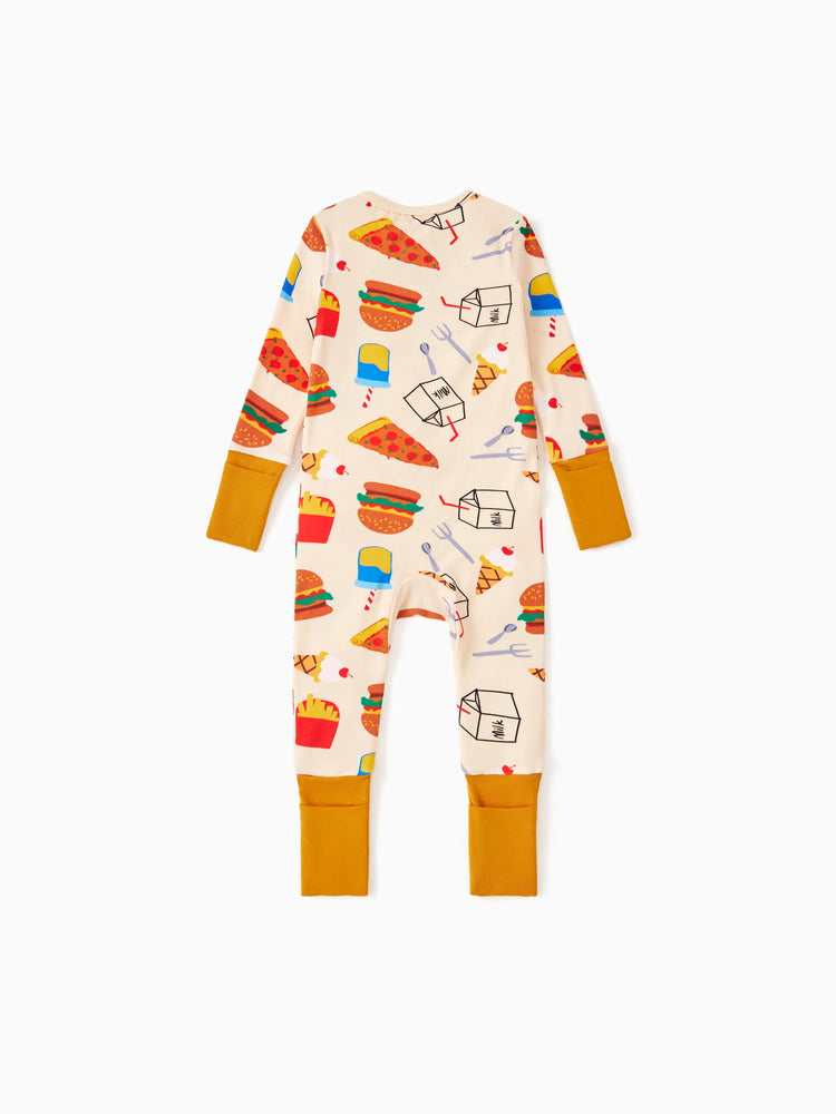 Pyjama en bambou pour bébé/fille avec imprimé enfantin (ajusté) marron