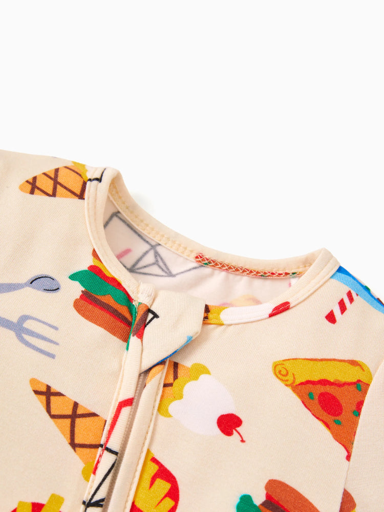 Pyjama en bambou pour bébé/fille avec imprimé enfantin (ajusté) marron