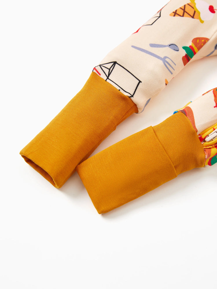 Pyjama en bambou pour bébé/fille avec imprimé enfantin (ajusté) marron