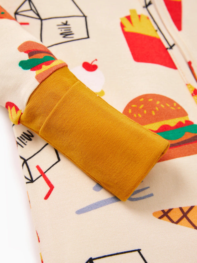 Pyjama en bambou pour bébé/fille avec imprimé enfantin (ajusté) marron