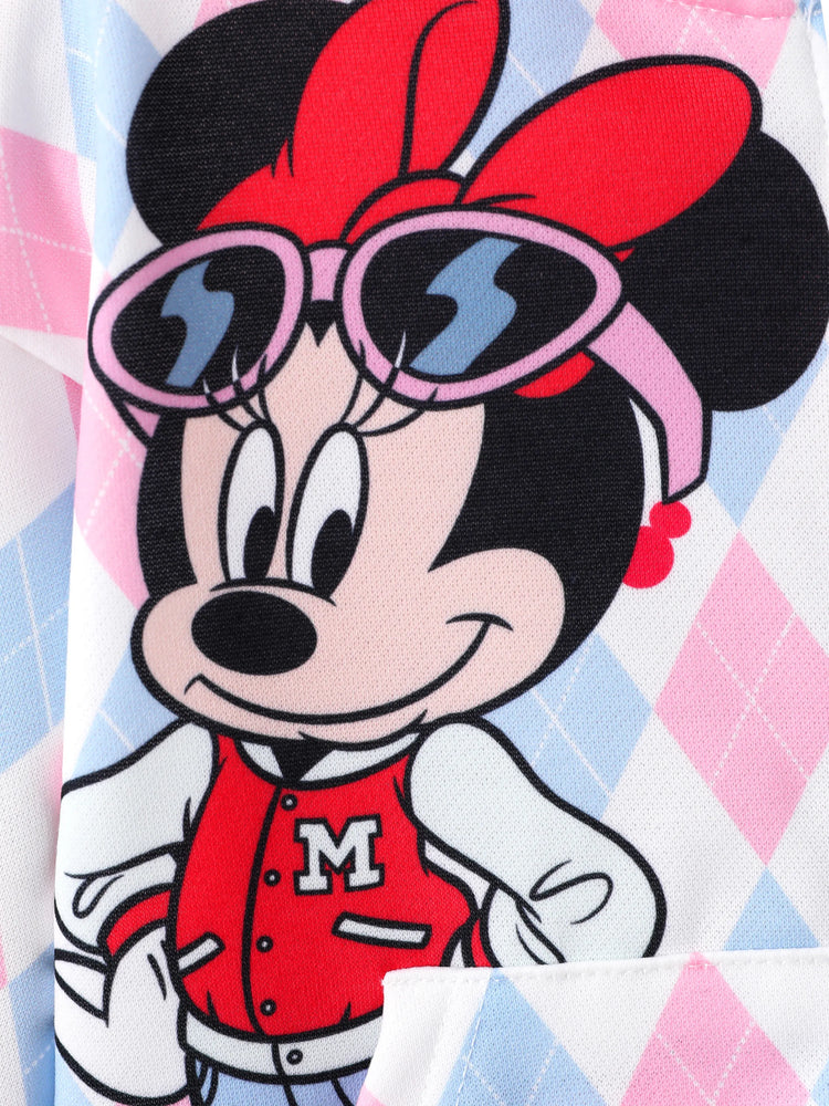 Veste à capuche blanche à motif losanges Minnie Mouse pour fille et enfant Disney Mickey et ses amis