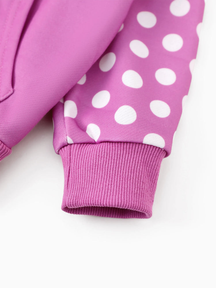 Disney Mickey and Friends Toddler/Kids Girl Minnie Mouse Argyle Pattern Hooded Jacket Hot Pink