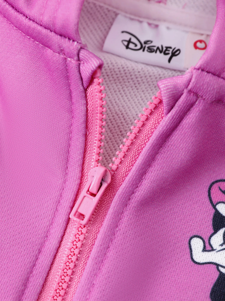 Disney Mickey and Friends Toddler/Kids Girl Minnie Mouse Argyle Pattern Hooded Jacket Hot Pink