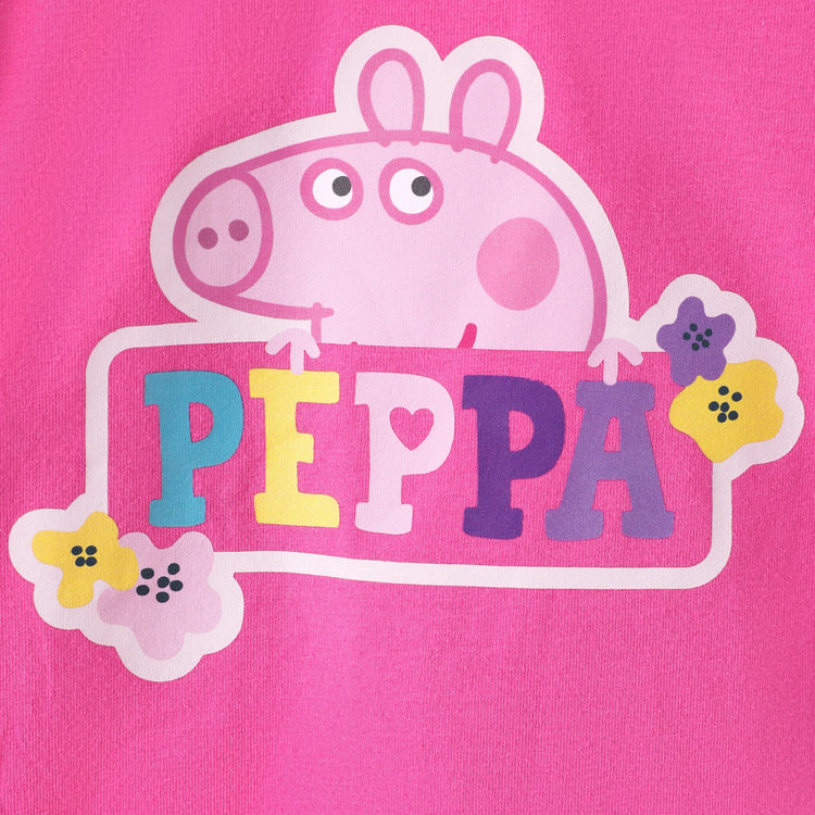 Ensemble 2 pièces Peppa Pig pour petite fille, t-shirt à manches longues et jupe à motif donuts aux fraises, rose vif