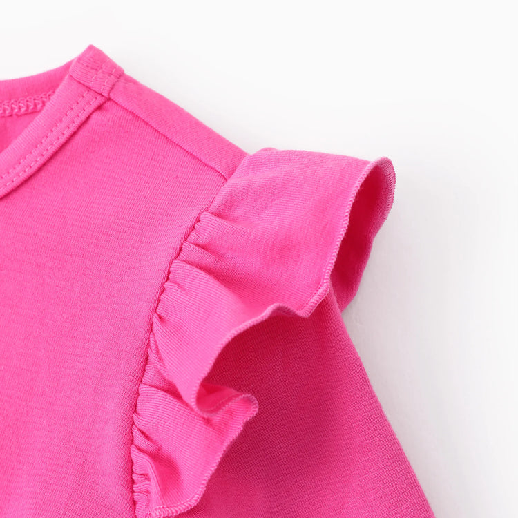 Ensemble 2 pièces Peppa Pig pour petite fille, t-shirt à manches longues et jupe à motif donuts aux fraises, rose vif