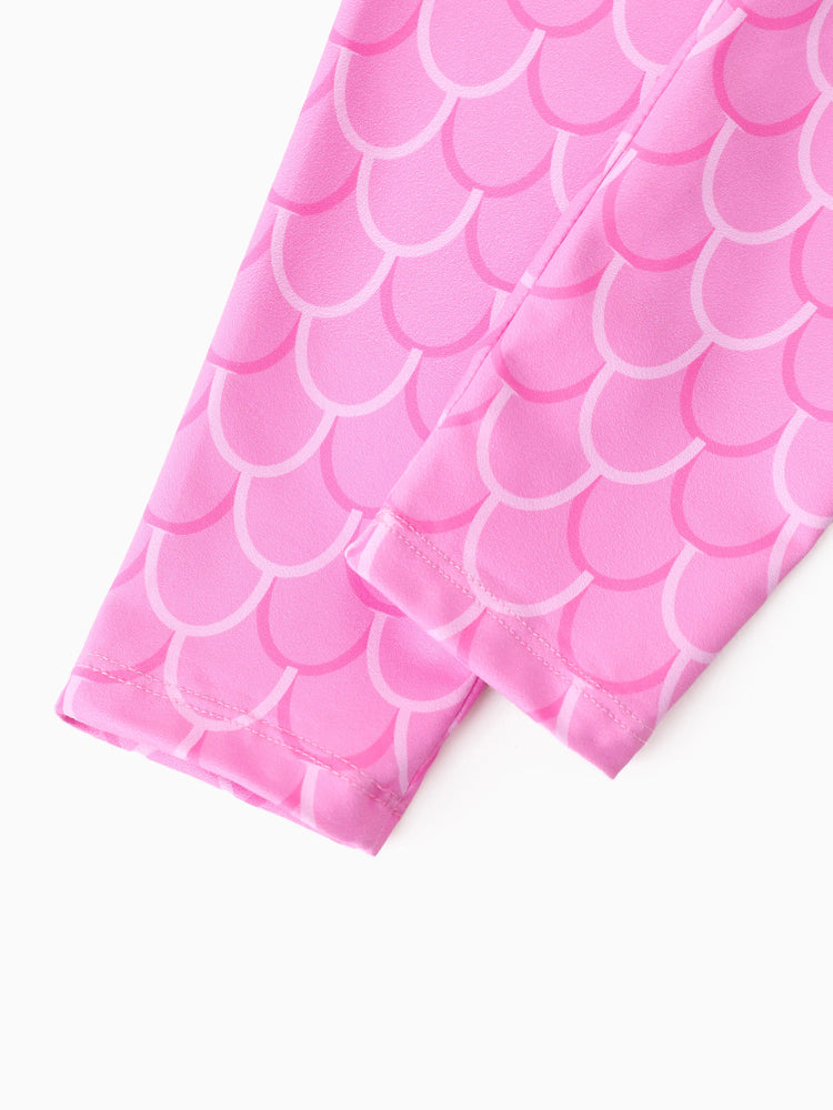 Disney Princess Toddler Girl Ariel 2pcs Ruffled Sweatshirt and Leggings Set Hot Pink