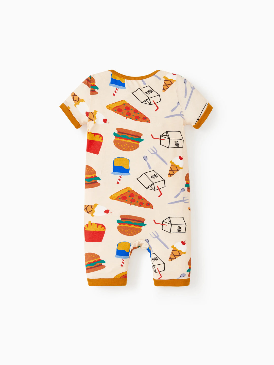 Bambus Baby Jungen/Mädchen 2-Wege Reißverschluss-Strampler mit Anti-Rutsch und kindlichem Essensmuster, Bambus-Schlafanzug (eng anliegend), Braun