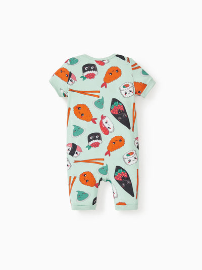 Grenouillère en bambou pour bébé garçon/fille, fermeture éclair à double sens, antidérapante, motif alimentaire enfantin, vêtements de nuit en bambou (bien ajustés)
 Vert