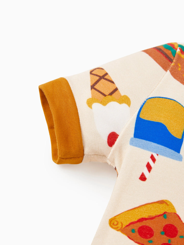 Bamboo Baby Boy / Girl 2-Way Zip Onesies Anti Slip Childlike Food Pattern Bamboo Sleepwear (Snug-Fitting)
 Brown