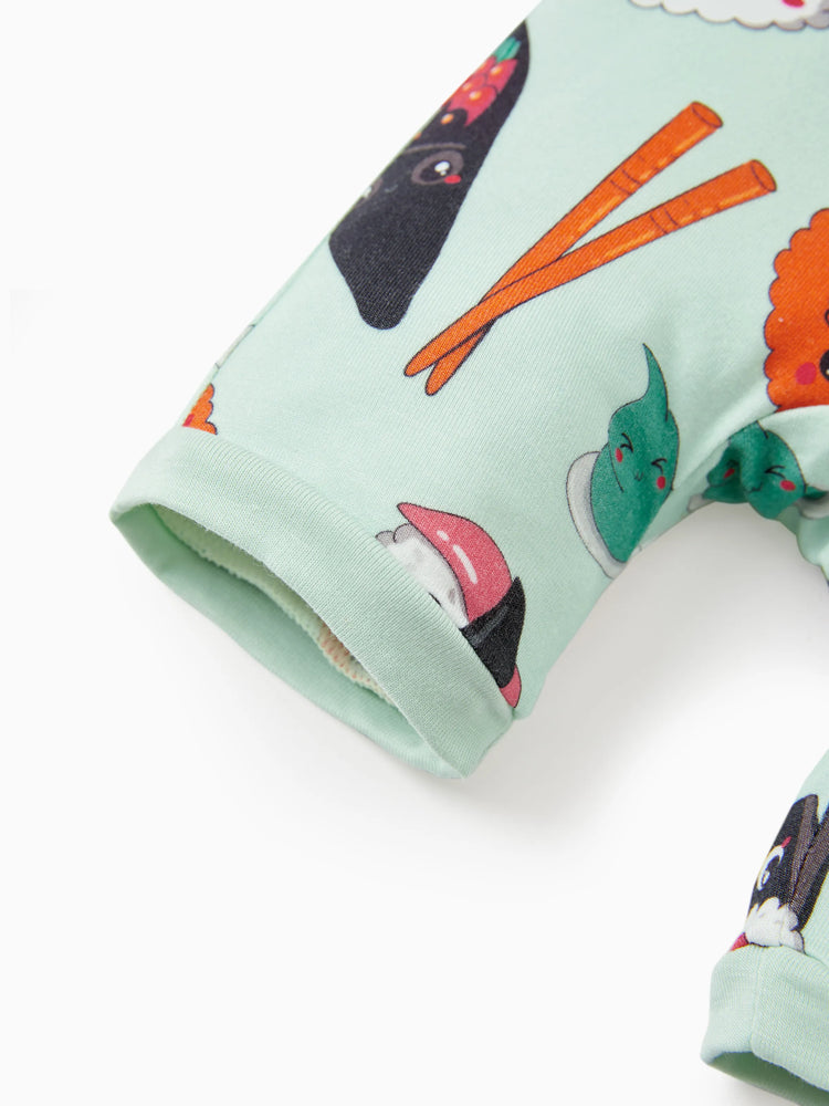 Grenouillère en bambou pour bébé garçon/fille, fermeture éclair à double sens, antidérapante, motif alimentaire enfantin, vêtements de nuit en bambou (bien ajustés)
 Vert