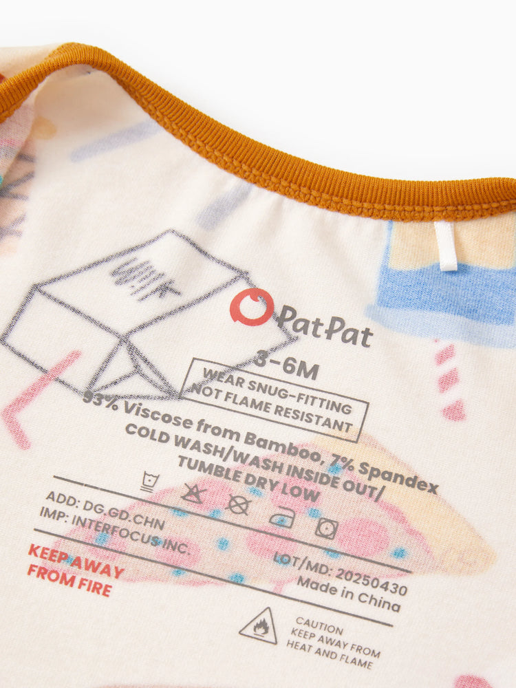 Bamboo Baby Boy / Girl 2-Way Zip Onesies Anti Slip Childlike Food Pattern Bamboo Sleepwear (Snug-Fitting)
 Brown