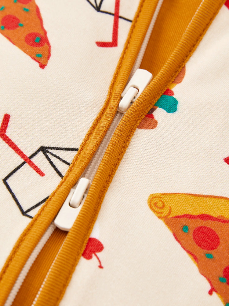 Bamboo Baby Boy / Girl 2-Way Zip Onesies Anti Slip Childlike Food Pattern Bamboo Sleepwear (Snug-Fitting)
 Brown