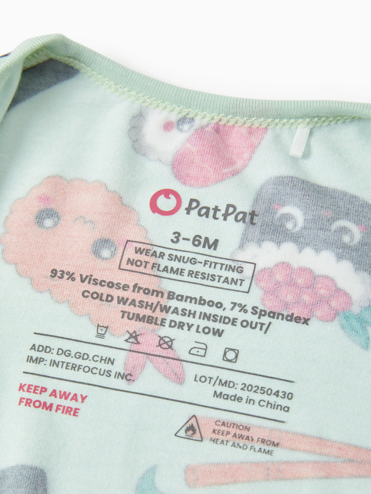 Grenouillère en bambou pour bébé garçon/fille, fermeture éclair à double sens, antidérapante, motif alimentaire enfantin, vêtements de nuit en bambou (bien ajustés)
 Vert
