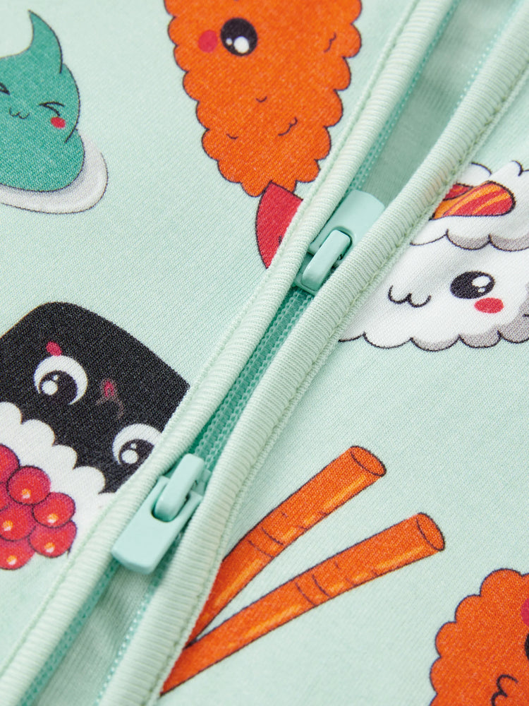 Grenouillère en bambou pour bébé garçon/fille, fermeture éclair à double sens, antidérapante, motif alimentaire enfantin, vêtements de nuit en bambou (bien ajustés)
 Vert