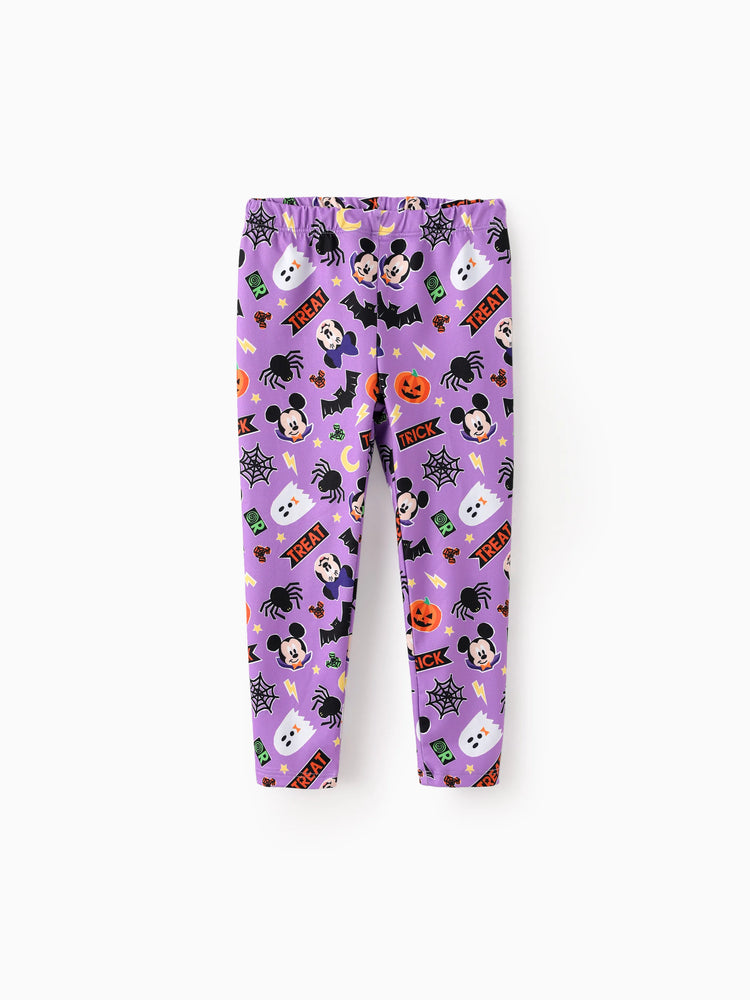 Ensemble 2 pièces haut à volants et leggings violet pour petite fille Disney Mickey et ses amis Halloween