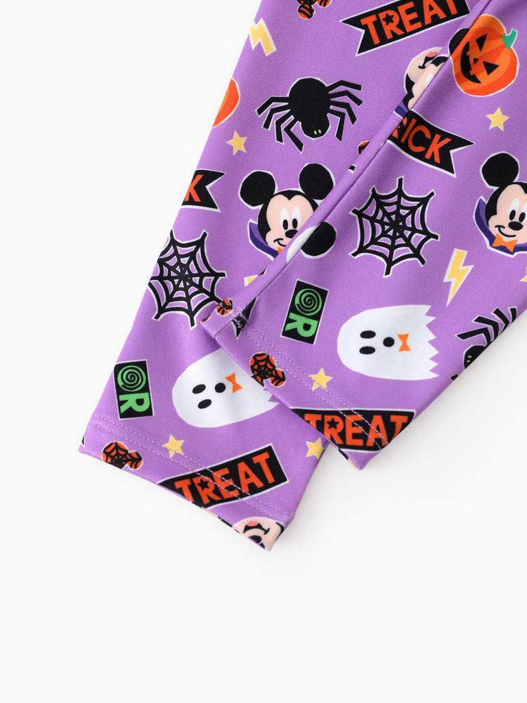 Ensemble 2 pièces haut à volants et leggings violet pour petite fille Disney Mickey et ses amis Halloween