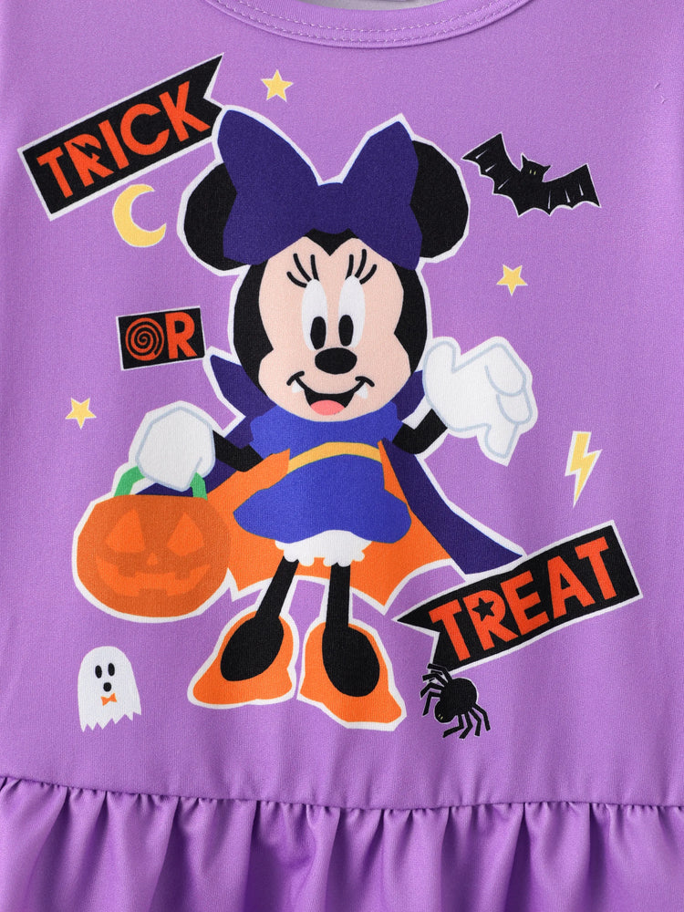 Ensemble 2 pièces haut à volants et leggings violet pour petite fille Disney Mickey et ses amis Halloween