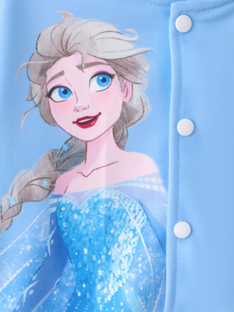 Disney Frozen Toddler Girl Elsa Snap Button Closure Colorblock Jacket Blue