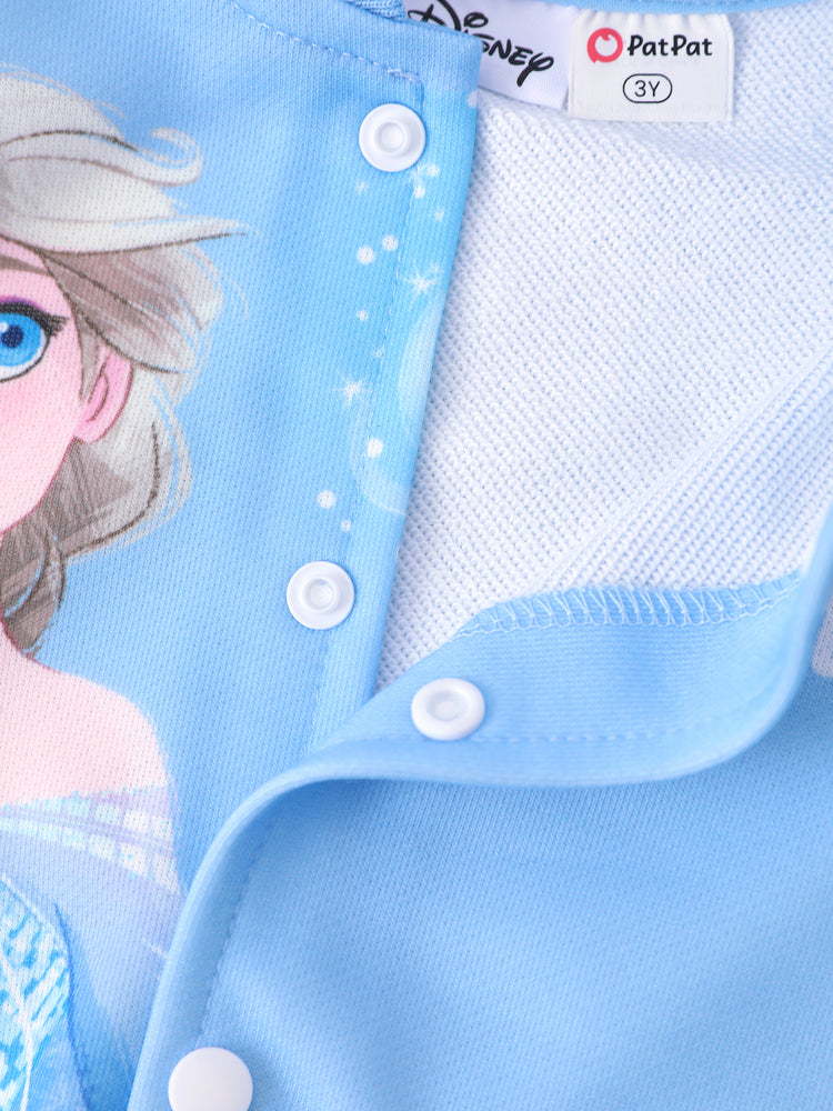 Disney Frozen Toddler Girl Elsa Snap Button Closure Colorblock Jacket Blue