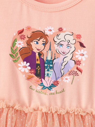 Disney Frozen Toddler Girl Elsa & Anna Mesh Spliced Tulle Dress Orange