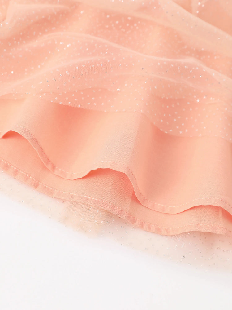 Disney Frozen Toddler Girl Elsa & Anna Mesh Spliced Tulle Dress Orange