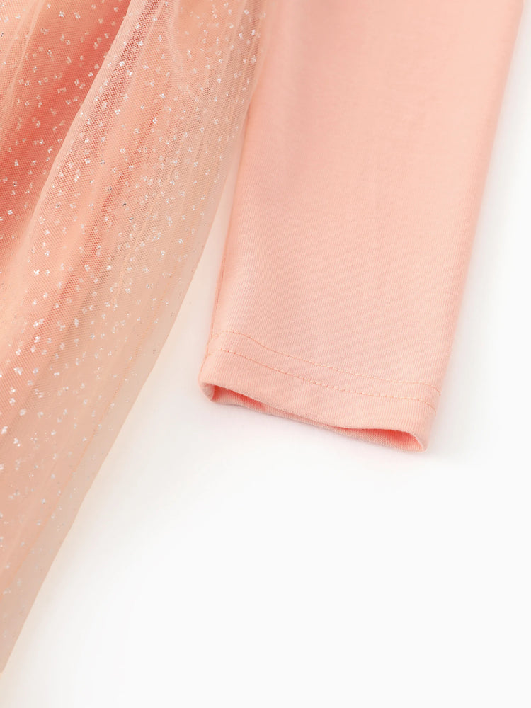 Disney Frozen Toddler Girl Elsa & Anna Mesh Spliced Tulle Dress Orange