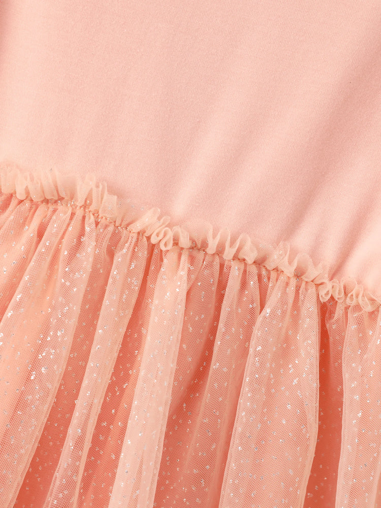 Disney Frozen Toddler Girl Elsa & Anna Mesh Spliced Tulle Dress Orange