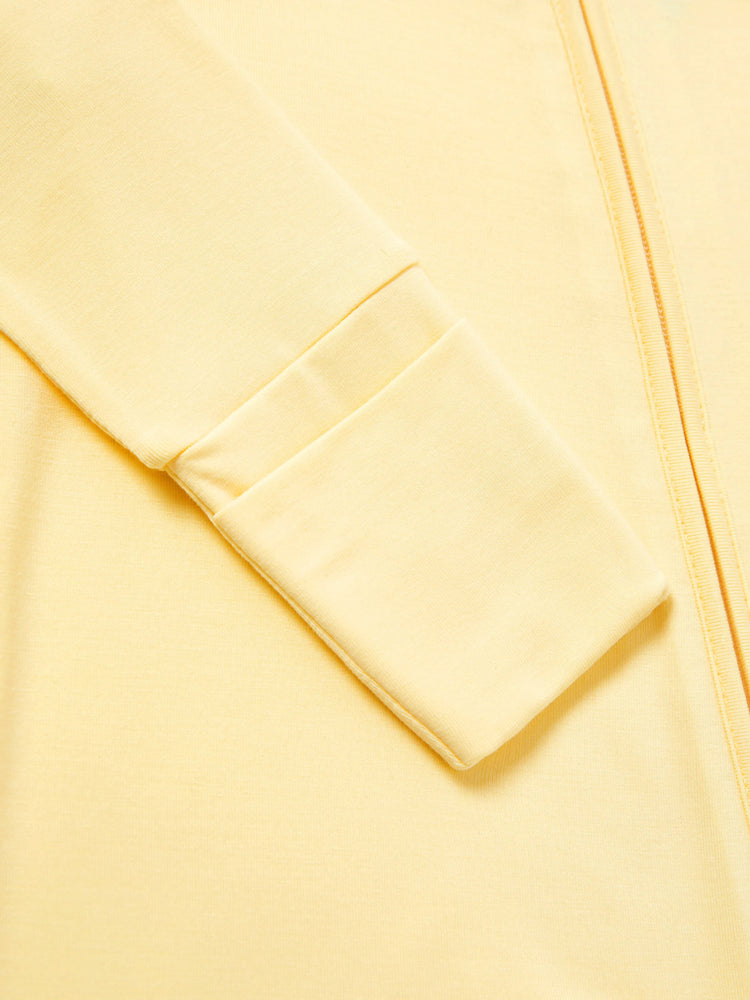 Bambus 2er-Pack Füßlinge Baby Jungen / Mädchen 2-Wege-Reißverschluss Strampler Anti-Rutsch Langarm Strampler blassgelb