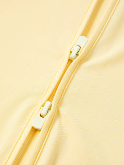 Bamboo 2-Pack Footies Baby Boy / Girl 2-Way Zipper Anti Slip Long Sleeve Rompers Pale Yellow