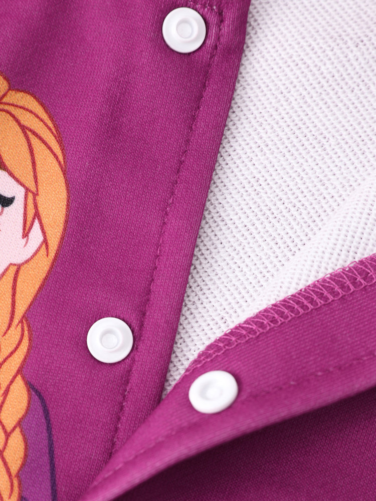 Veste colorblock à fermeture à boutons-pression Elsa et Anna pour petite fille Disney Frozen, magenta foncé