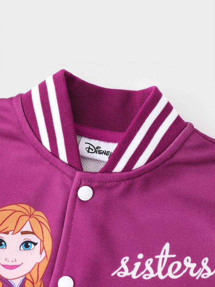 Veste colorblock à fermeture à boutons-pression Elsa et Anna pour petite fille Disney Frozen, magenta foncé