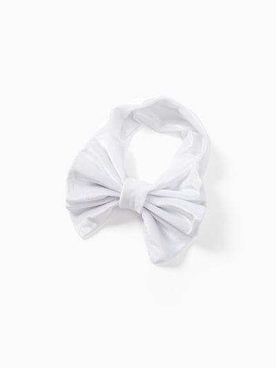 Bandeaux à nœud papillon de couleur unie pour filles, blancs
