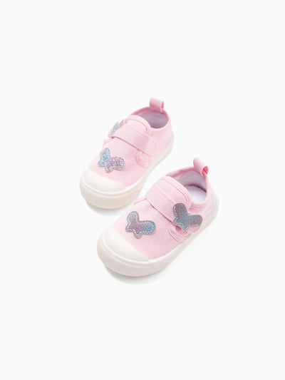 Chaussures Velcro à imprimé papillon pour petite fille/enfant, roses