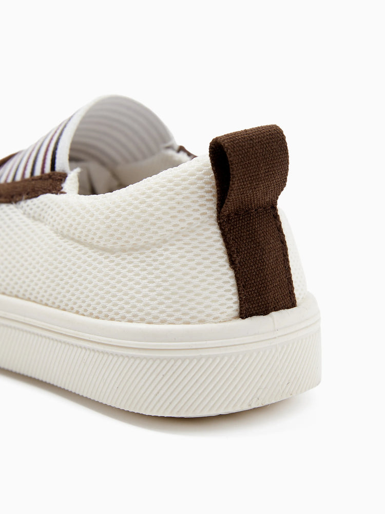 Chaussures décontractées à rayures pour tout-petits/enfants, couleur café