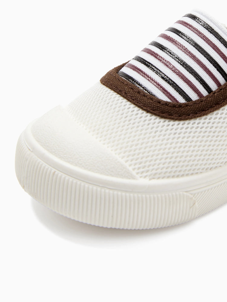 Chaussures décontractées à rayures pour tout-petits/enfants, couleur café