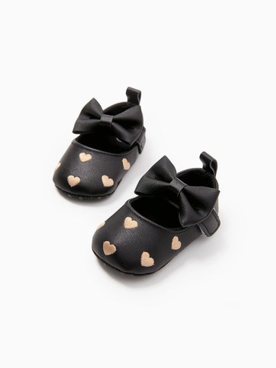 Chaussures de marche pour bébé/enfant en bas âge, noires, avec nœud papillon Solid Love