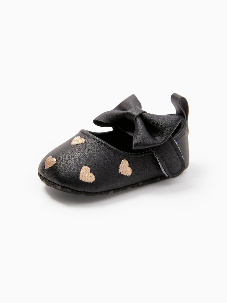 Baby / Toddler Solid Love Bowknot Prewalker Shoes Black