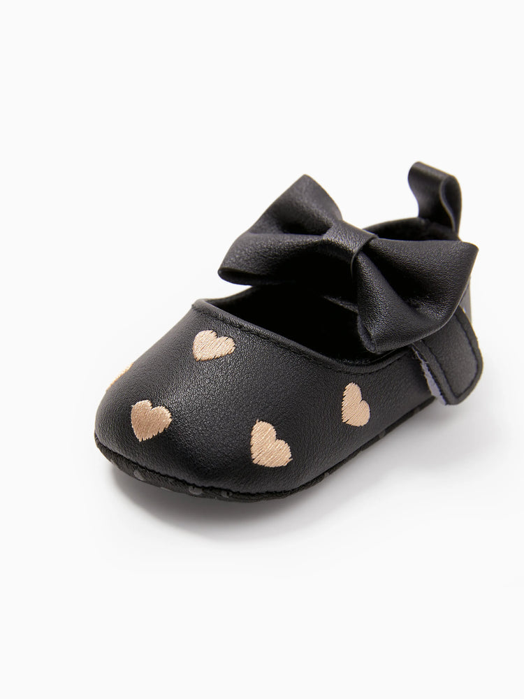Baby / Toddler Solid Love Bowknot Prewalker Shoes Black
